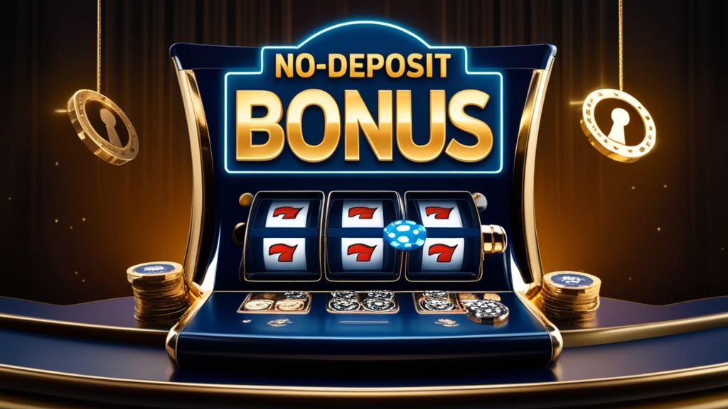 No-Deposit-Bonus in dunkler Casino-Szene mit Freispiele-Symbolen